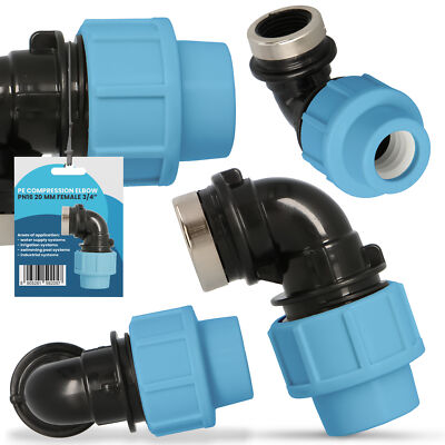 PE-Rohr Bogen PN16 20x 3/4'' IG Winkel Kupplung Fitting Wasserrohrbogen L-Stück
