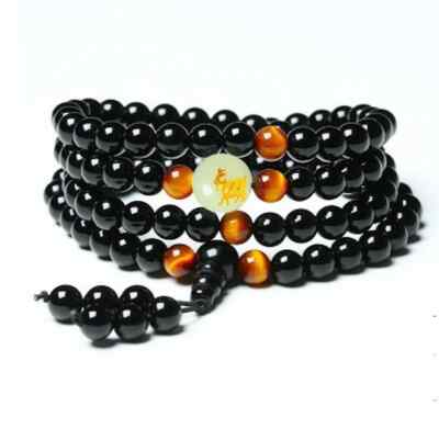 6mm Yoga Black Onyx Men 108 Beads Strand Bracelets Luminous Natural Stones