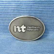 Northern Telecom Employee Belt Buckle NT Nortel Vintage 70s Jostens      .GTA389