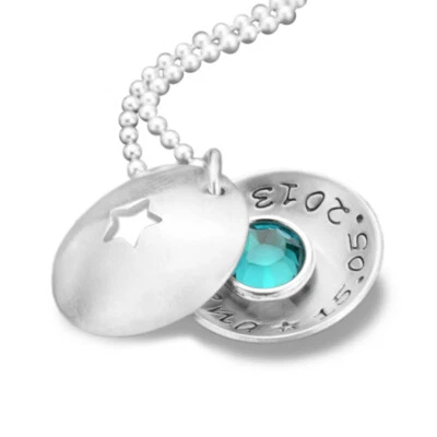 SAMAVAYA Taufkette mit Gravur Name Datum STERNCHEN 925 Silber Taufschmuck Taufgeschenk