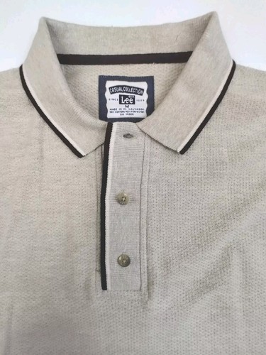 Polo Shirt Lee Brand Men's Casual Collection Medium Cotton Beige Fall Winter - Picture 2 of 16