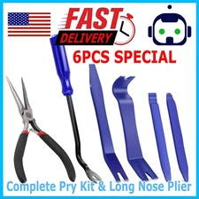 6 Auto Trim Removal Tool Kit Car Panel Door Dashboard Fastener Remover Pry Set