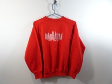 Vintage 80s Manhattan NYC New York City Crewneck Sweatshirt Red Graphic Size L