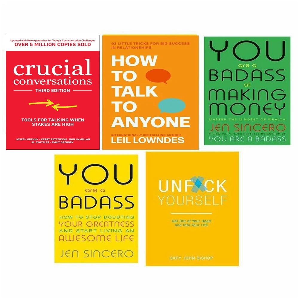 Crucial Conversations, How to Talk, You Are a Badass, Unf Ck 5 Books Set PB NEW