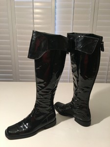 black patent boots knee high