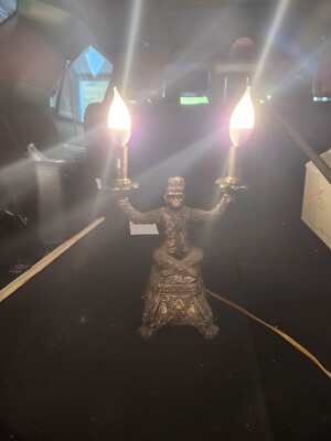 Unique Figural Monkey Bellhop Lamp (Measures approx. 13 In Tall X 5 In At Base) 