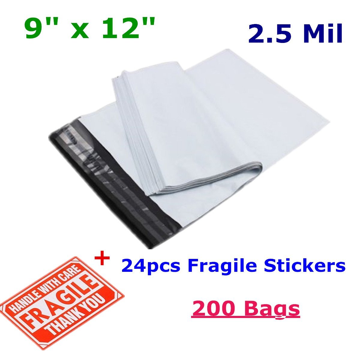 200 19x24 Poly Mailers Self Sealing Shipping Envelopes Plastic Bags 2.5 Mil