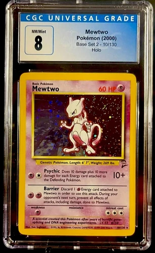 Pokemon  Mewtwo Base Set 2 CGC 8  10/130 Holo 2000