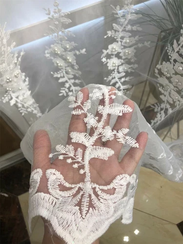 Prinzessin Stil Perlen Ranken Stickerei Transparent Tüll Vorhang für Wohnzimmer 1 Panel - Bild 7 von 7