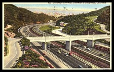 CALIFORNIA, Cahuenga Freeway, Gateway to Hollywood, c.1956--Linen Postcard G09