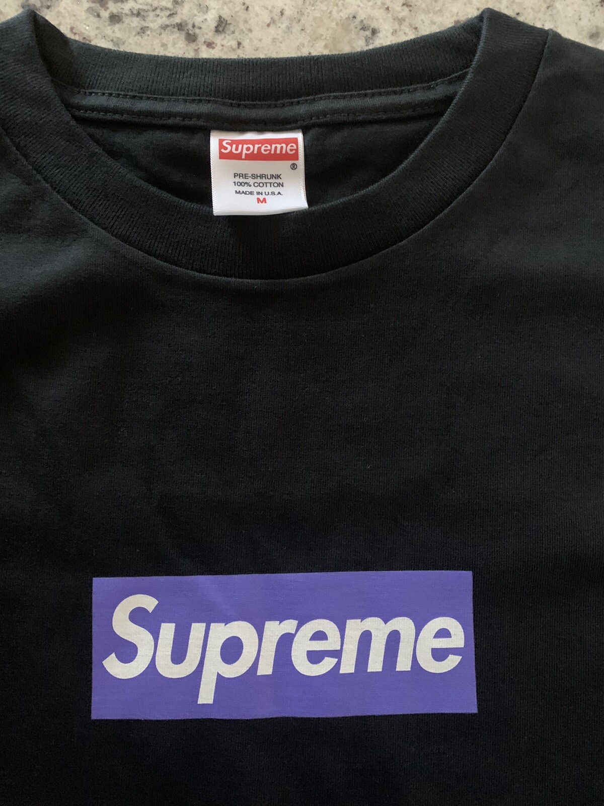 Купить Supreme purple box logo tee sz M 