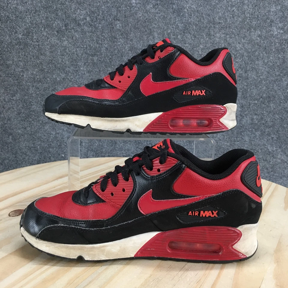 Nike Shoes Youth 6.5 Air Max 90 LTR GS Sneakers Black Red Lace Up Low 724821-601 - Image 2 of 4
