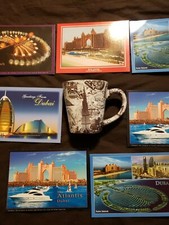 DUBAI BURJ KHALIFA TEA CUP COFFEE MUG SOUVENIR BURJ AL ARAB UAE POST CARDS 