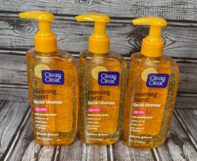 3 Clean & Clear Morning Burst Facial Cleanser Oil-Free Bursting Beads 8 Oz RARE