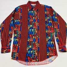 VTG Wrangler Western Shirt Mens 15.5/34 Cowboy Cut X-Long Tails Aztec USA Made