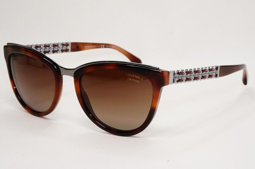 Chanel Sunglasses Polarized Brown Gradient Silver Leather Chain 5361-Q c.1575/S9 - Picture 5 of 12