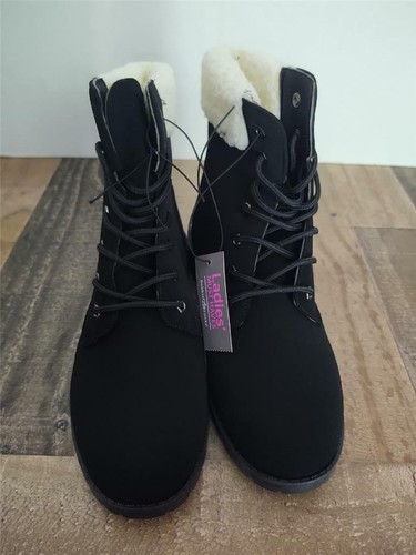 Ladies Bobbi Brooks Black Lace Up Work 
