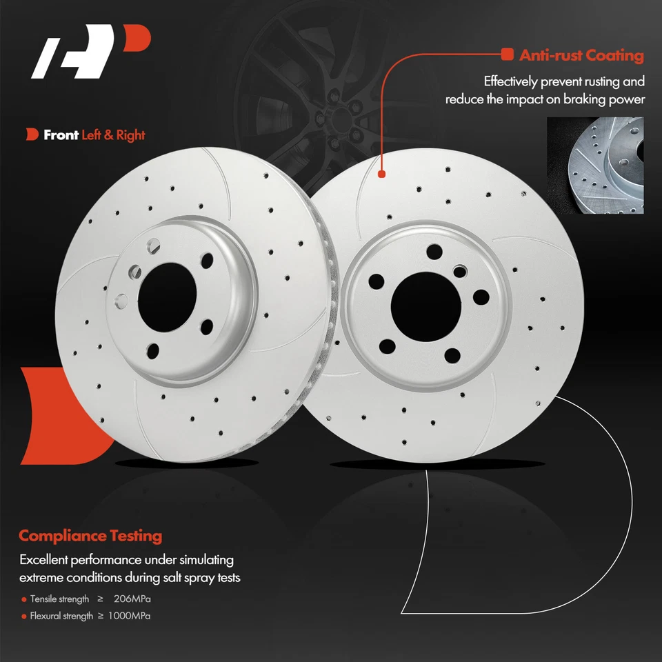 A-Premium Front Drilled Brake Rotor & Ceramic Brake Pads for BMW 528i 535i GT - Image 4 of 4