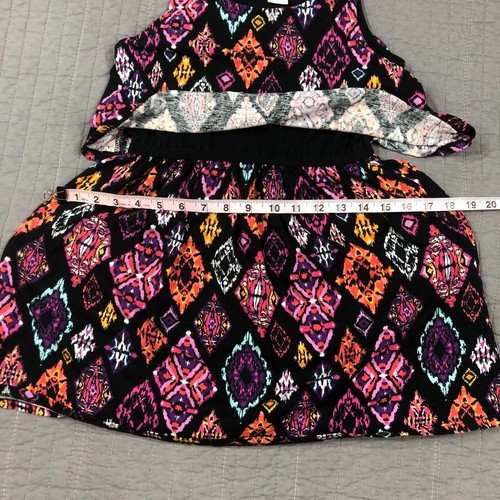 Gymboree Dress Girl 8 Black Pink Geometric Cotton Ruffle Sleeveless Boho - Picture 9 of 24
