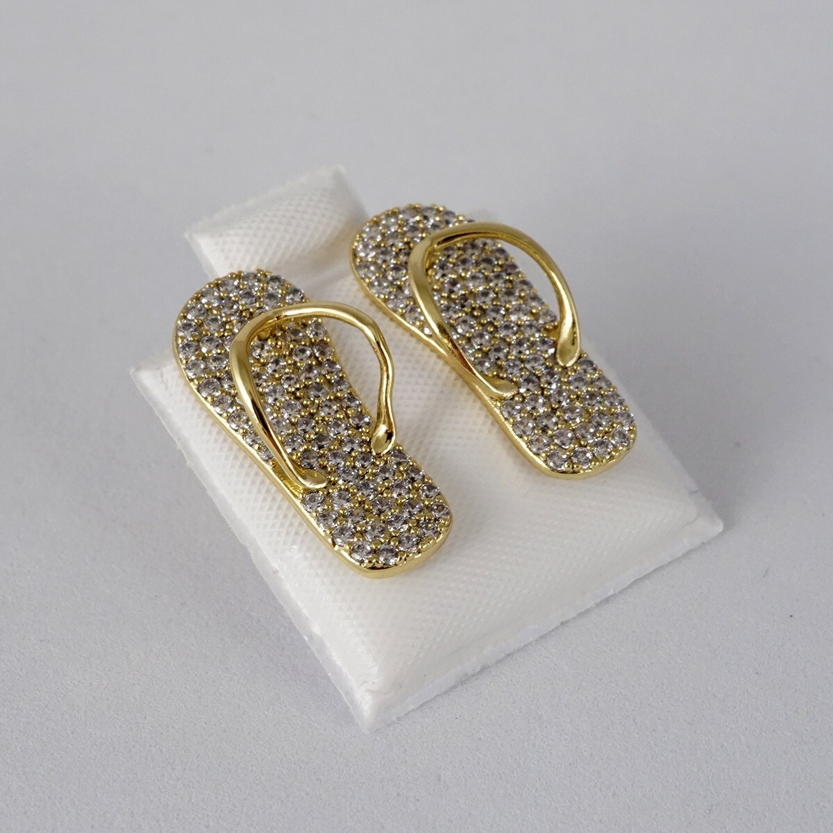 PANTOFOLA D’ORO Orecchini a perno ciabatta diamantati taglio tondo 1 ct placcati oro giallo 14 kt