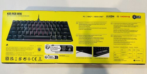 Corsair K65 RGB Mini 60% Mechanical Gaming Keyboard, RGB, CHERRY MX SPEED Black - Picture 2 of 2