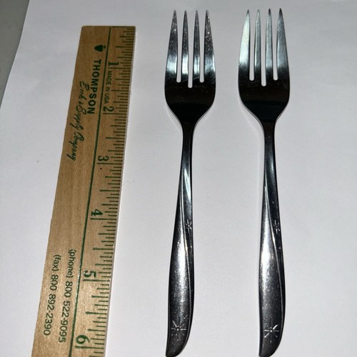 Set 2 Oneida TWIN STAR Salad Forks Community Stainless MCM 6.25” CLEAN Vintag