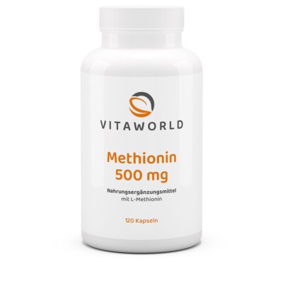 Vita World Methionin 500mg 120 Kap Aminosäure L-Methionin Made in Germany Vegan