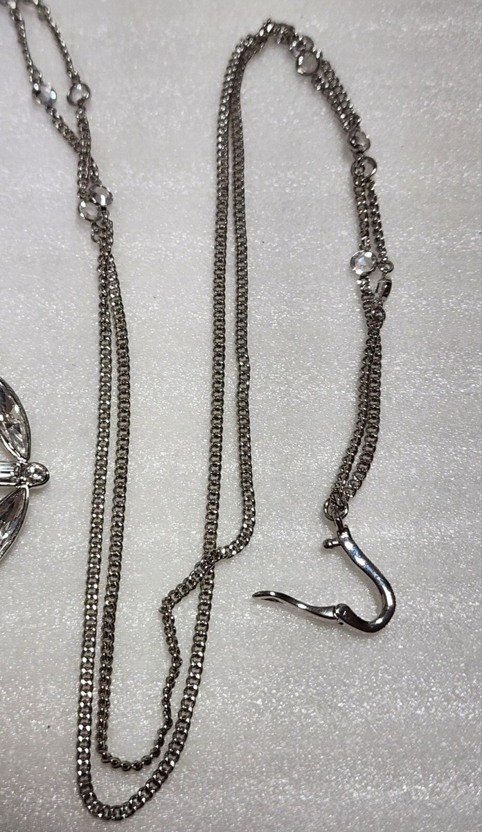 Givenchy Signed Clear Crystal Art Deco Silver Tone Geometric