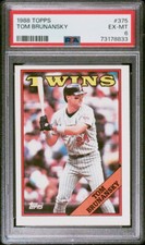 1988 Topps - #375 Tom Brunansky Minnesota Twins PSA Graded Excellent to Mint - 6
