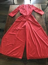 RARE VTG 70s Vanity Fair HUGE palazzo pant hippie bell bottom red jumpsuit HTF