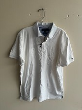 Tommy Hilfiger Polo Shirt Men's L White Custom Fit Collared Medium Wash SZ N130