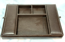 Faux Leather Brown Desk Organizer/Caddy 13 x 9, 2 Compartments