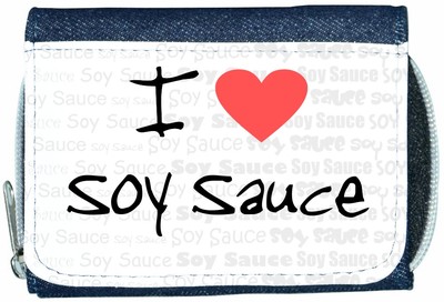 I Love Heart Soy Sauce Denim Geldbörse