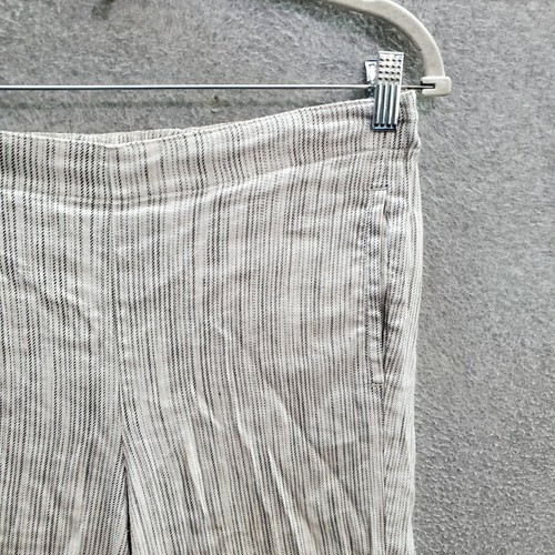 J. Jill Women Pants 8 White Striped Linen Stretch Straight High Rise 30