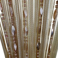 ZiDeTang Button Beaded Door Curtain 39.3"W x 76.7"L Pack of 1 , Champagne