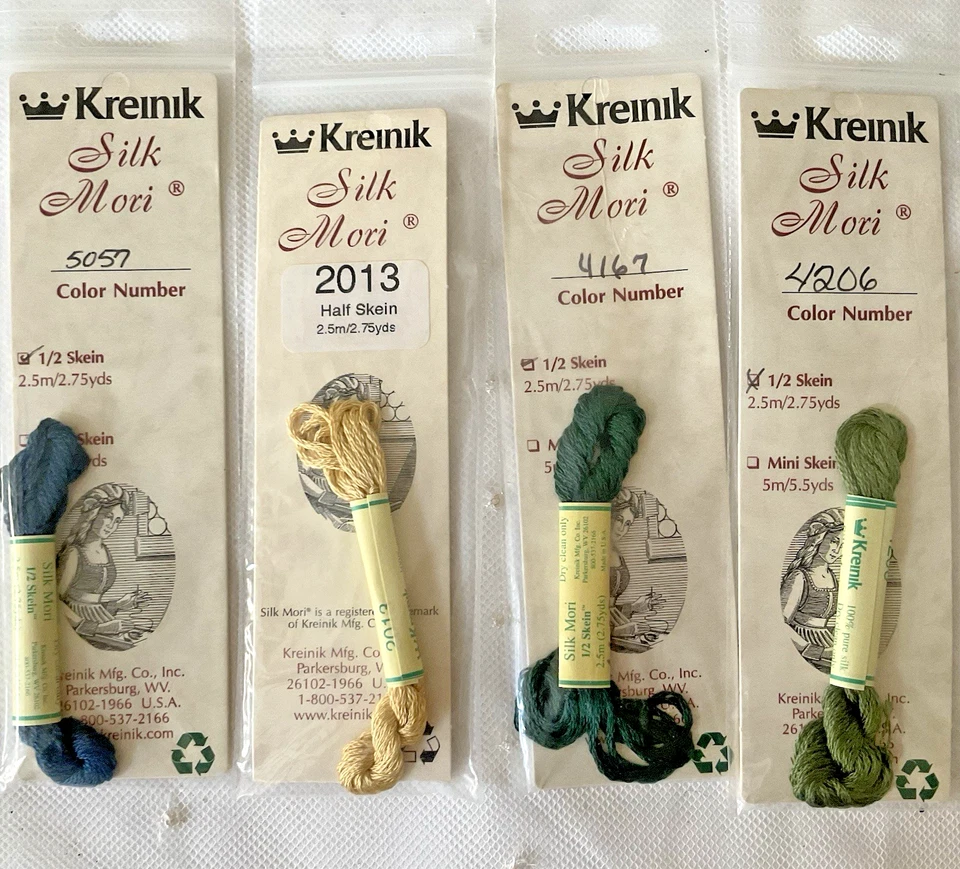 Kreinik Silk Mori Needlepoint Thread Lot of 14 Assorted Color 1/2 Skein 2.75Yds - Image 4 of 4