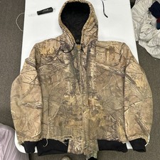 90s camo Carhartt Jacket Mens Medium Brown Realtree Camo Distressed USA Made E3