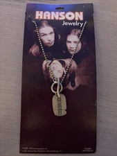 HANSON BROTHERS BALL CHAIN NECKLACE ON ORIGINAL PHOTOCARD DATED 1998 HANSONOPOLY