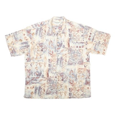 COOKE STREET Herren Creme & Blumenmuster Kurzärmlig Hemd 2XL Freizeit
