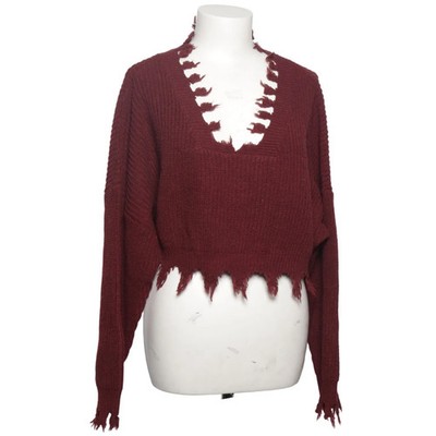 Zaful, Strickpullover, Größe: ONE SIZE, Rot, Sonstiges, Rippenstrick, Damen #OVy