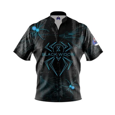 (Custom Name ) - Hammer Black Widow Black Neon Blue Grunge Bowling Jersey S-5XL