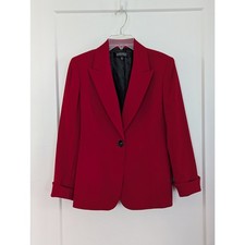 Kasper Red Blazer Size 6 Jacket 1 Button Career Professional Office