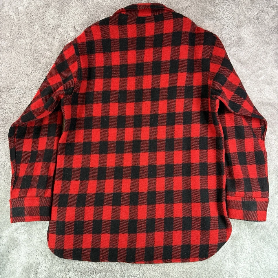 Vintage Woolrich Buffalo Plaid Shirt Jacket Red Black Wool Blend USA Made L - Image 2 of 4