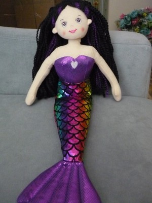 Ganz plush Mermaid black yarn hair 18''