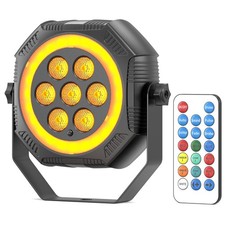 Battery Powered Uplights Mini RGB LED Stage Lights, Remote Rechargeable Par C...