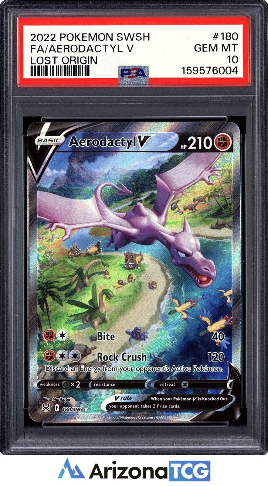 Pokemon 2022 Aerodactyl V 180/196 Alt Art Lost Origin GEM MINT PSA 10