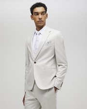River Island Mens Suit Jacket Grey Slim Fit Puppytooth Button Outerwear Top