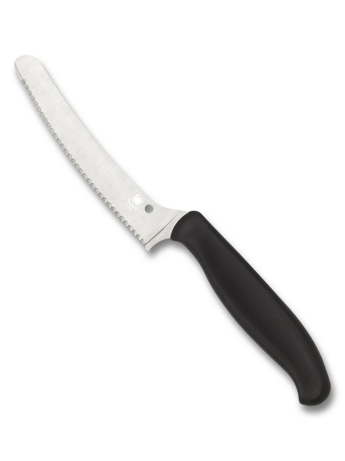 Spyderco Culinary Z-Cut Kitchen Knife Blunt 4.3" Serrated Blade - Black K13SBK