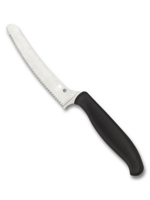 Spyderco Culinary Z-Cut Kitchen Knife Blunt 4.3'' Serrated Blade - Black K13SBK