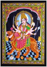 Cotton Wall Poster Sherawali Ma Durga Mata: Spiritual Hanging 30X40 Inch